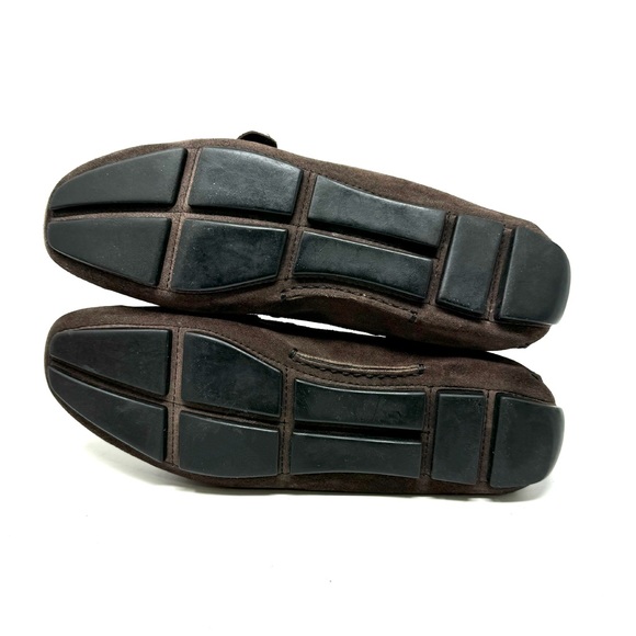Prada Suede Leather Driving Loafers Moccasins Brown Size 37 - Picture 6 of 8